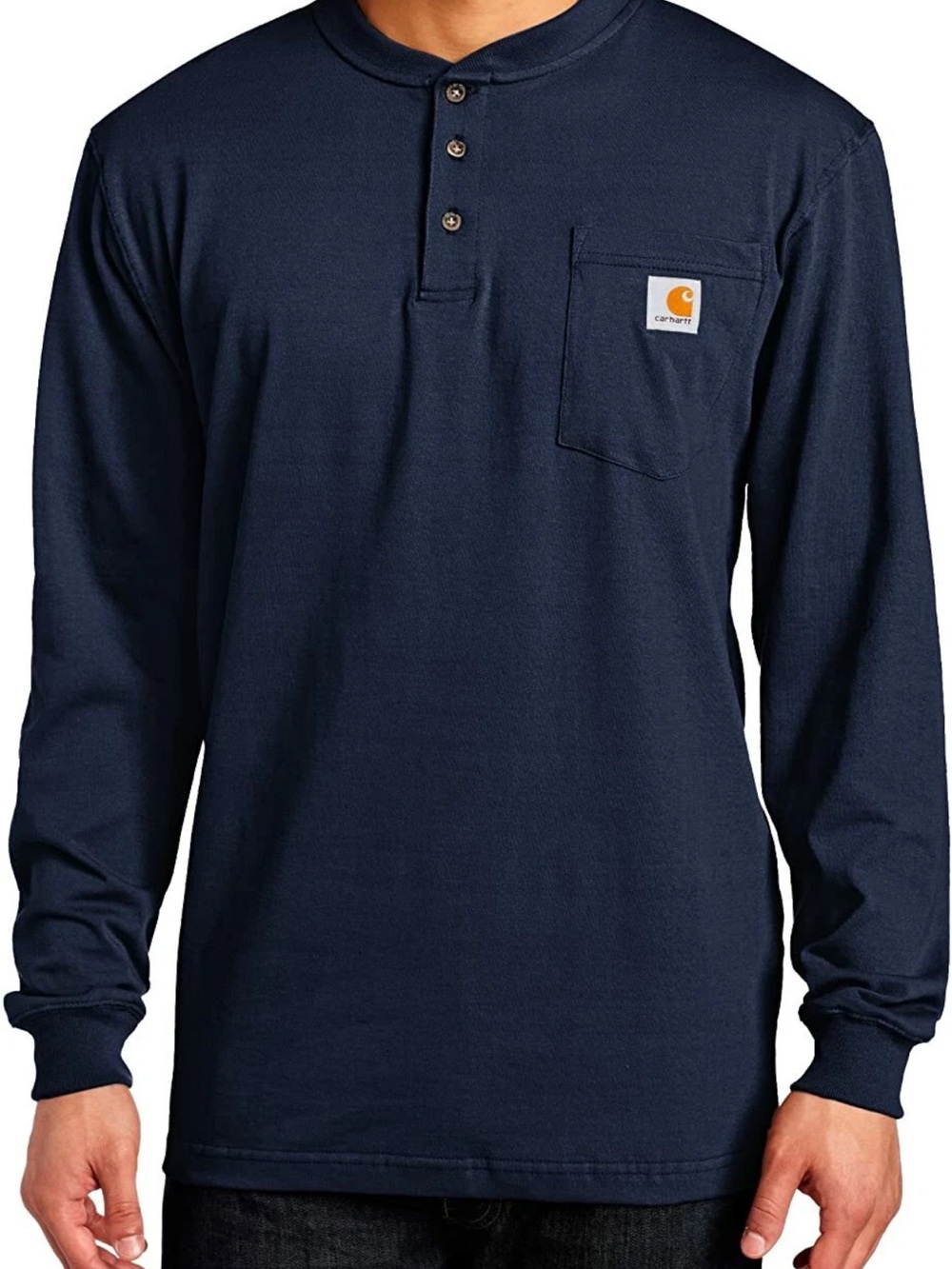 Carhartt Loose Fit Pocket Henley Mens 3XL Heavyweight Long Sleeve Blue Work NEW